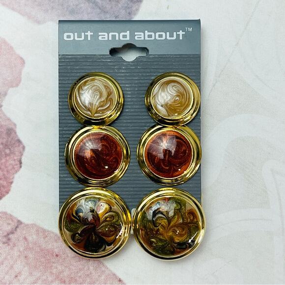 Out and About Jewelry - Out and About 3 Pair Gold Color Swirl NWT Earrings Pierced